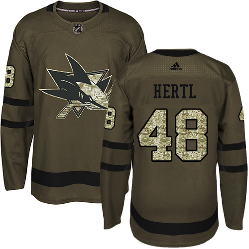 Adidas Sharks #48 Tomas Hertl Green Salute to Service Stitched NHL Jersey